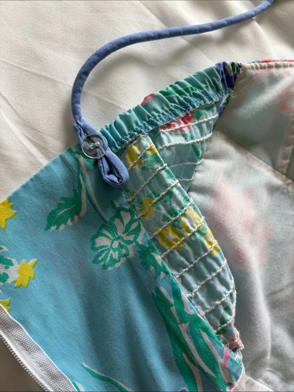 Vintage Floral Blue Romper with Spaghetti Straps - Picture 8 of 13